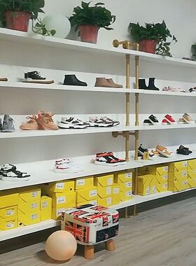 鞋店鞋架展示架上墙多层置物架包架陈列货架金色鞋柜落地女鞋展柜