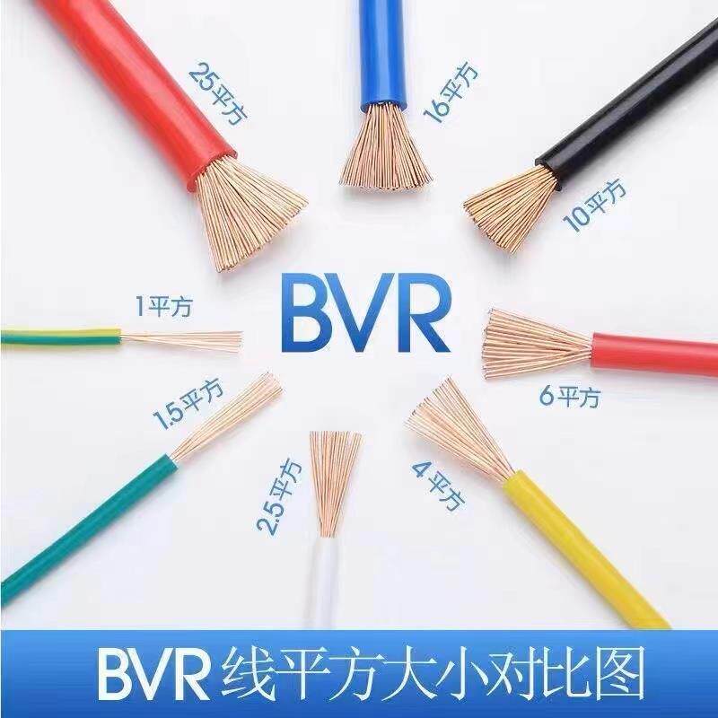 国标电线BVR纯铜芯多股软线0.3/0.5/1/1.5平方多芯家装阻燃铜线