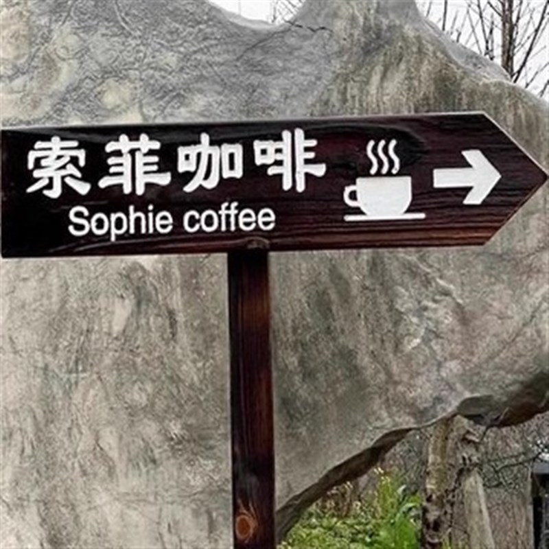 户外防腐木广告牌指示牌插地立式指路牌实木风景区标识民宿指引牌