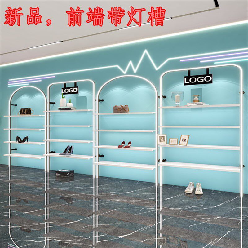 鞋店鞋架展示架童鞋店货架落地多层商场带灯货柜店铺商用鞋货架子