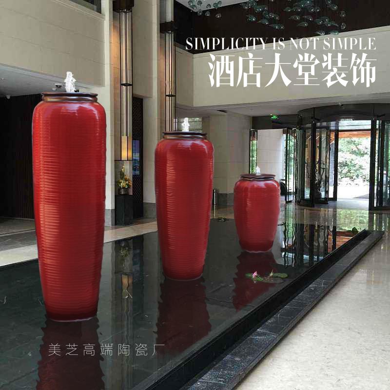 酒店玄关复古流水摆件循环水景缸造景涌泉陶罐喷水花瓶水系喷泉罐