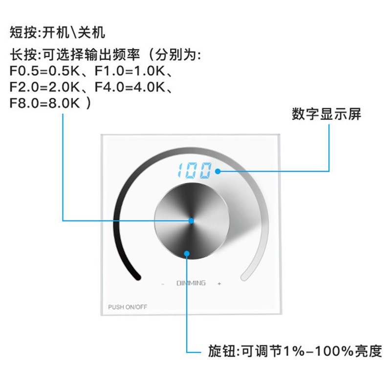 LED灯带调光调色控制器86面板旋钮开关模块RGB三色亮度线性灯驱动