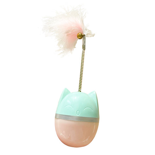 一织猫 猫头羽毛不倒翁玩具 益智猫球互动逗猫自嗨解闷神器逗猫棒