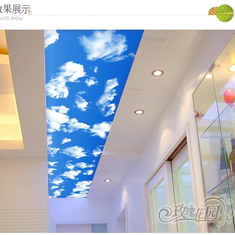 立体吊顶壁画贴纸 自粘蓝天白云壁贴防水墙面美化 走廊阳台装饰墙