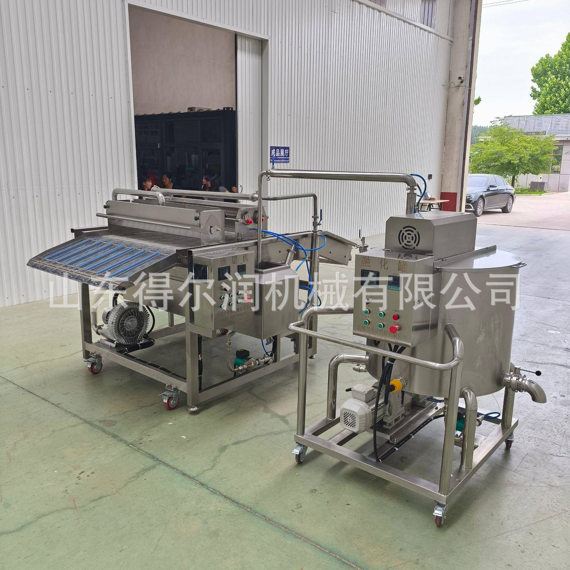 冷冻鲜果巧克力涂层机500L巧克力融化保温缸自动控温冷却隧道