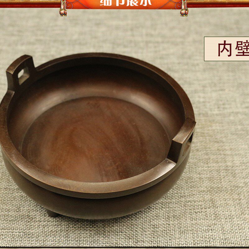 纯铜香炉直耳铜炉宣德炉居室寺庙家用室内佛堂礼佛黄铜供香炉熏炉