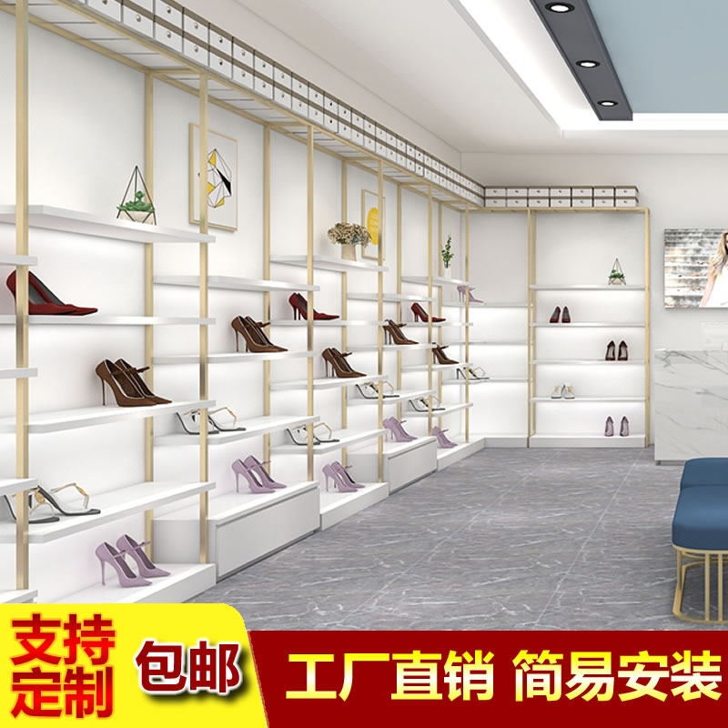 鞋店鞋架展示架落地带灯鞋柜童鞋货架店铺用烤漆架子置物架展示柜
