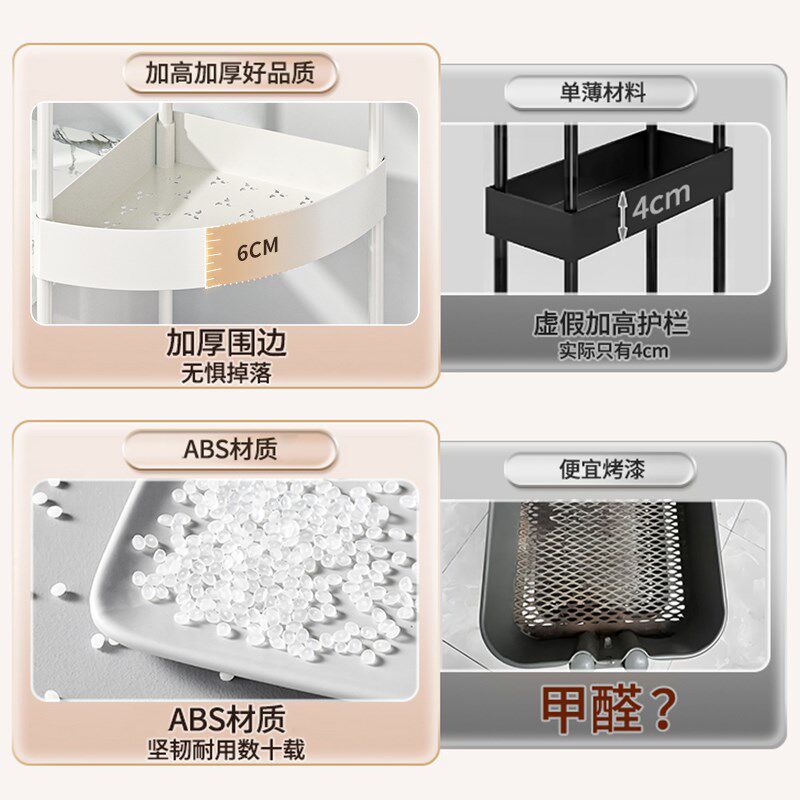 厨房置物架落地蔬菜置物架菜篮小推车收纳层架可移动转角三角放菜
