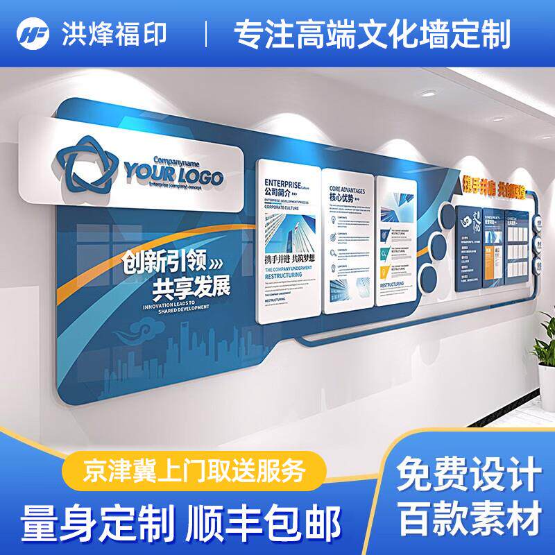 高端磁吸照片墙设计定制团队员工风采公司办公企业文化墙定制设计