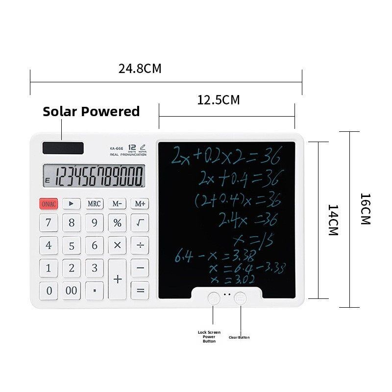 新款大屏直板计算器手写板二合一多功能语音双电源商务办公计算机