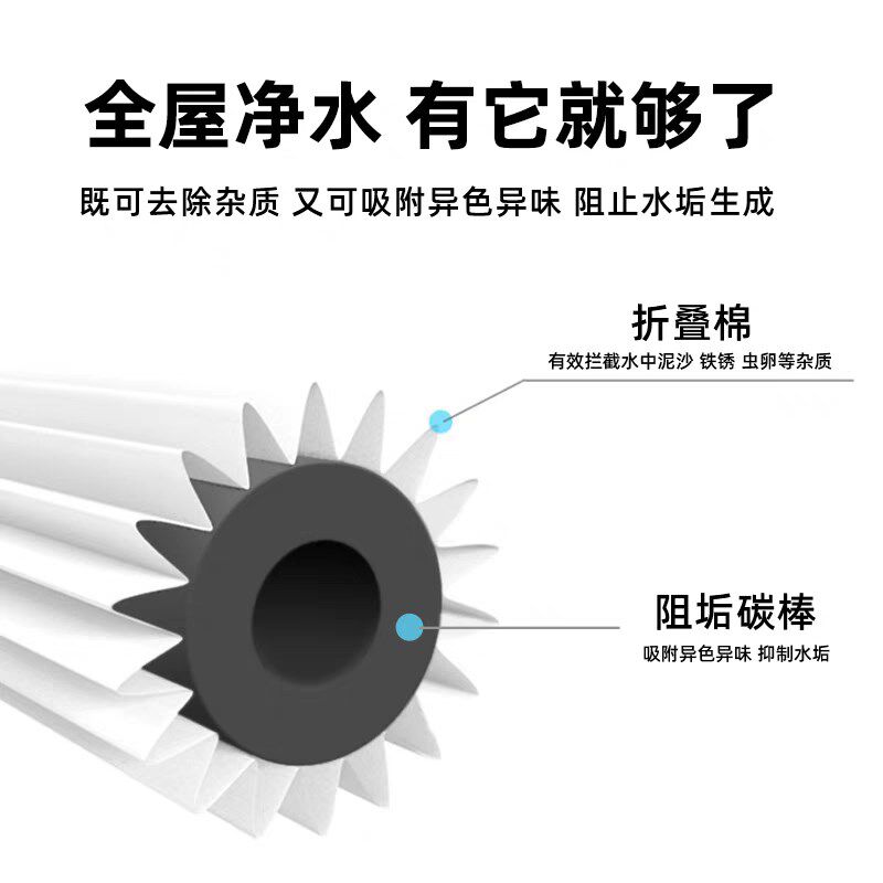 10寸20寸PPC复合折叠活性炭滤芯品牌前置过滤大白瓶蓝瓶通用配件