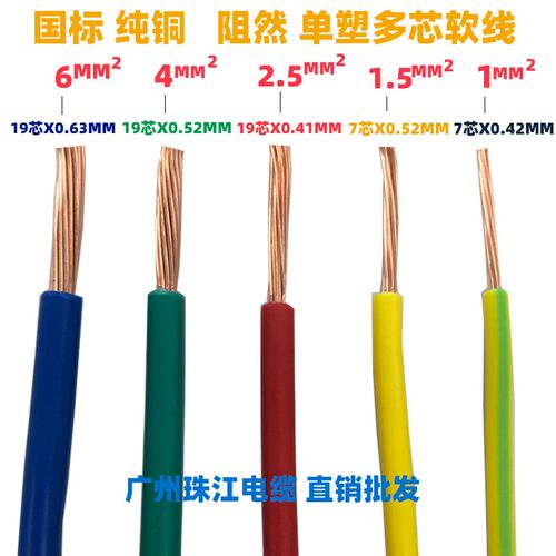 坚宝电线电缆ZC-BVR1/1.5/2.5/4/6平方软线国标家装铜线阻燃南网