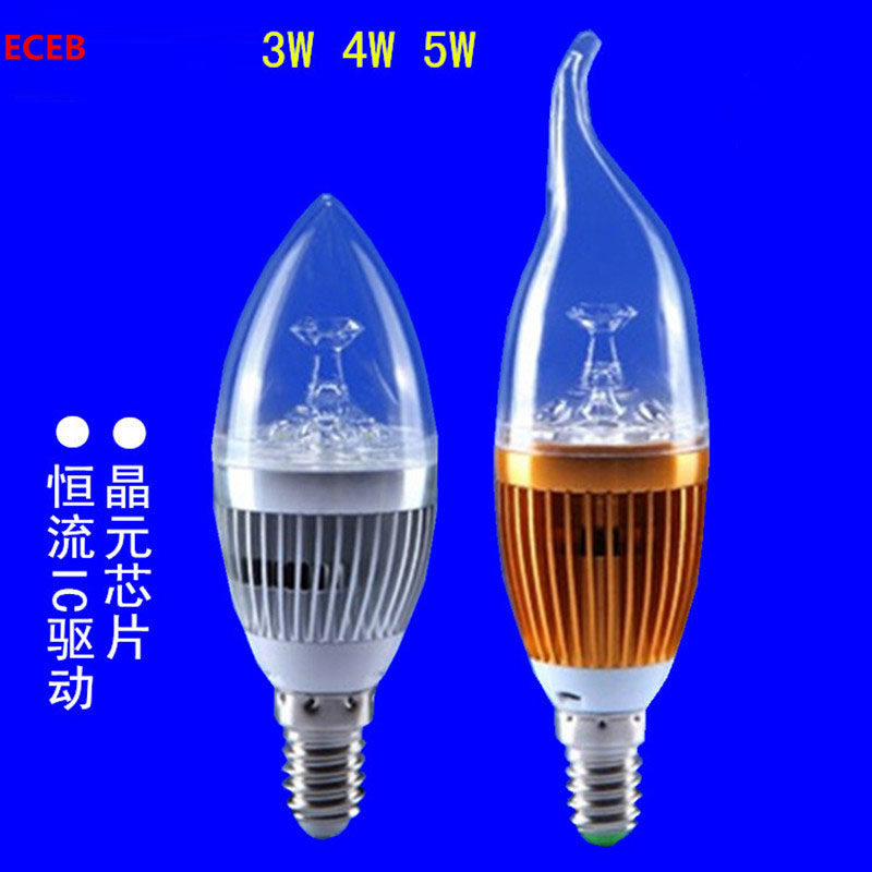 LED蜡烛E14小螺口拉尾尖泡节能灯泡3W4W5W水晶灯客厅吊灯光源超高