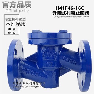 H41F46-16C铸钢升降式衬氟法兰止回阀四氟单向阀DN32 40 50 65 80