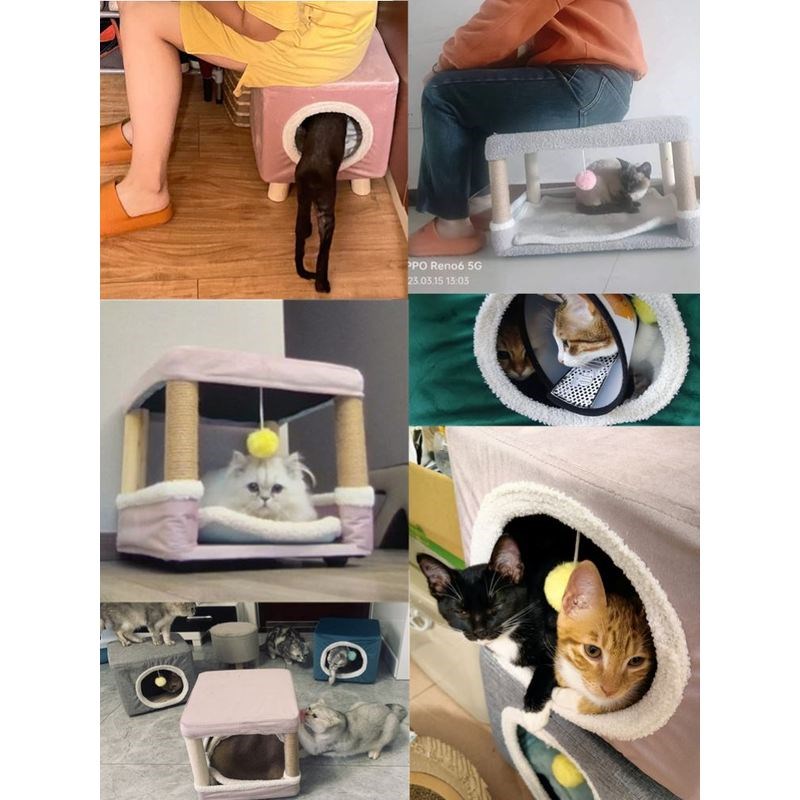 一窝两用款猫窝凳实木封闭式人猫共用凳子多猫家庭幼猫保暖封闭式