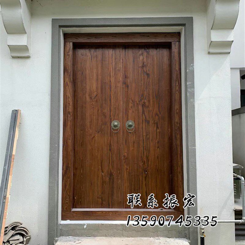 农村院子大门别墅双开实木入户门民宿庭院门防盗仿古木大门定做