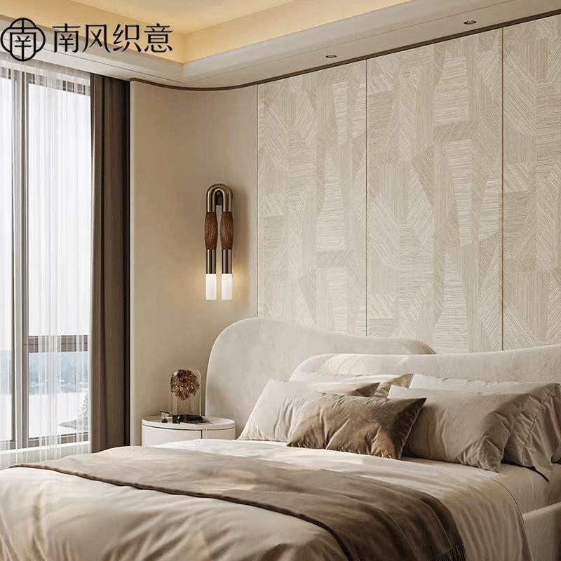 意式极简几何图案墙纸壁画手工木皮拼贴墙纸定制背景墙壁纸墙布
