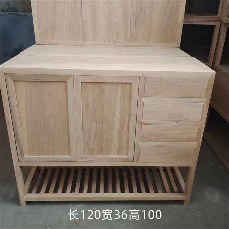 实木鞋柜白茬胚2门3门北榆木新中式玄关柜储物收纳柜入户靠墙隔断