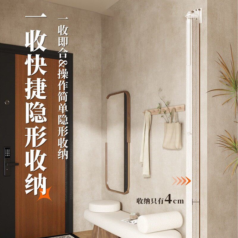 单侧房间隔断窗复古玄关卧室客厅折叠遮挡帘过道屏风隐形风水门帘