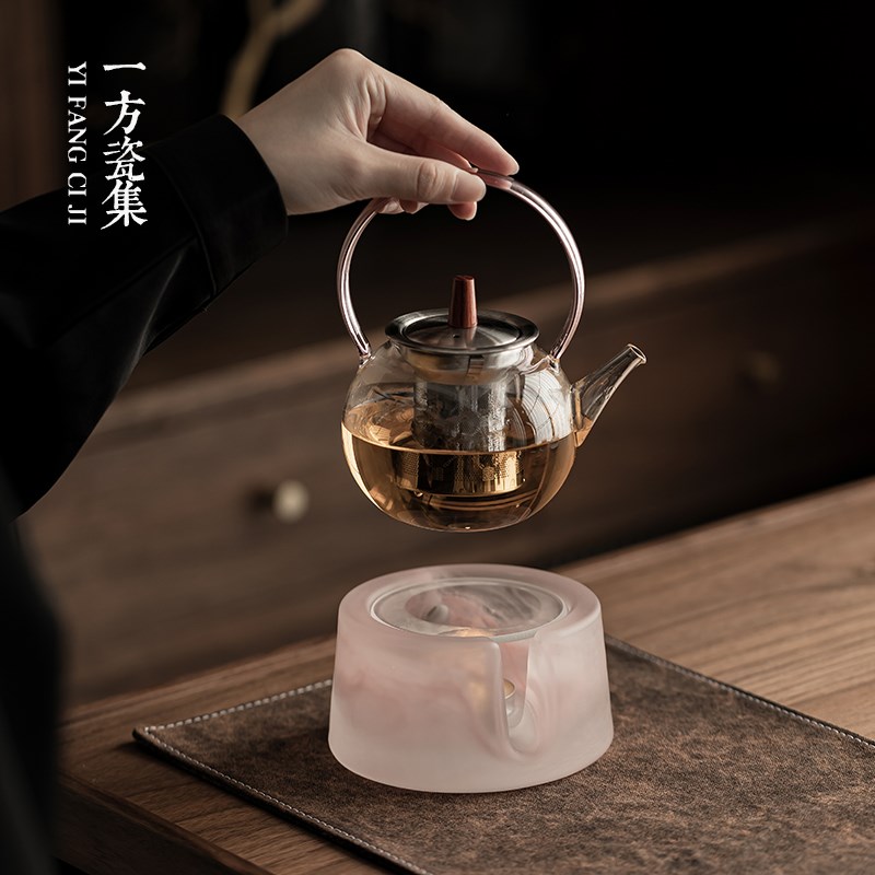 水晶玻璃温茶炉蜡烛加热茶壶底座女士高颜值暖茶炉明火烤茶炉简约
