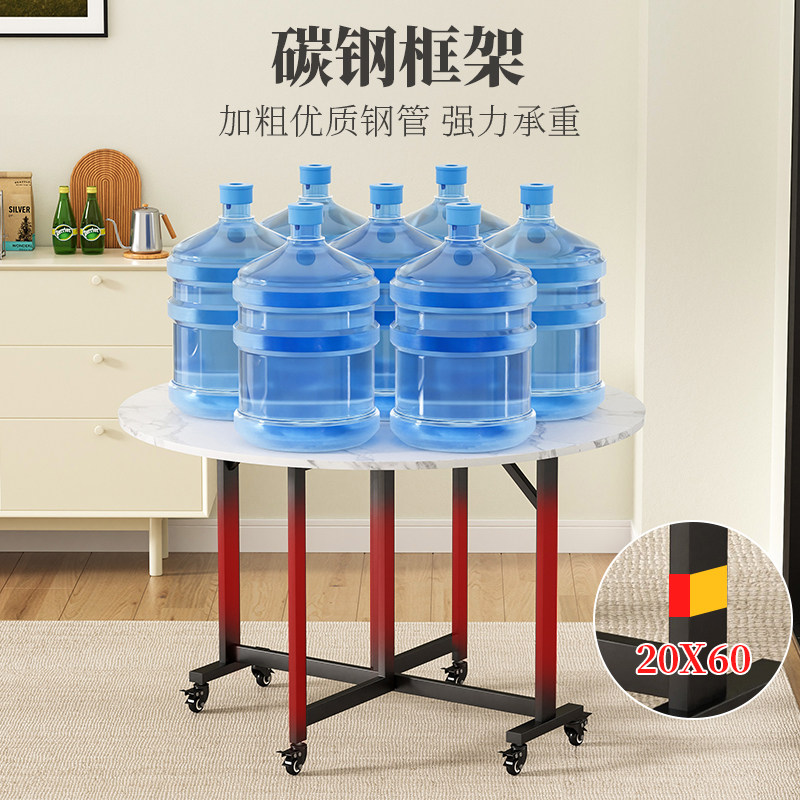 折叠餐桌家用小户型带转盘吃饭桌子圆形简易饭桌可移动折叠圆桌面