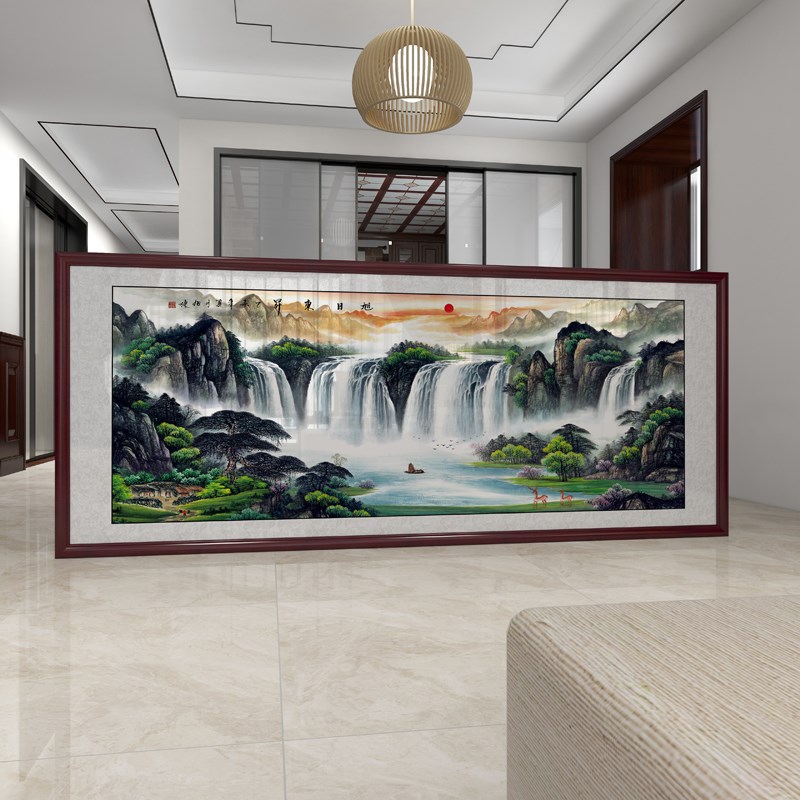 旭日东升国画山水画办公室字画风水靠山挂画客厅装饰沙发背景壁画