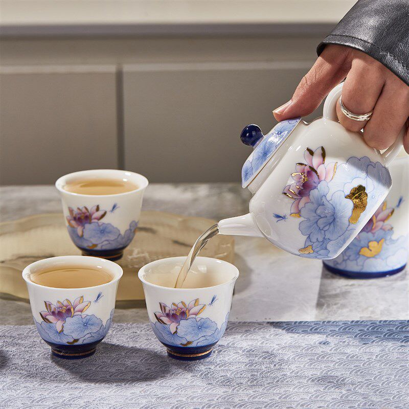 2025新款景德镇陶瓷功夫茶具套装高档羊脂玉办公室泡茶专用茶杯礼