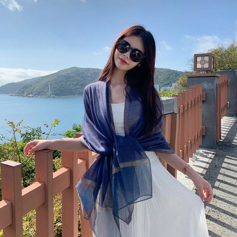 丝巾围巾披肩纱巾沙滩巾防晒长款超大旅游度假薄款韩版百搭披风女
