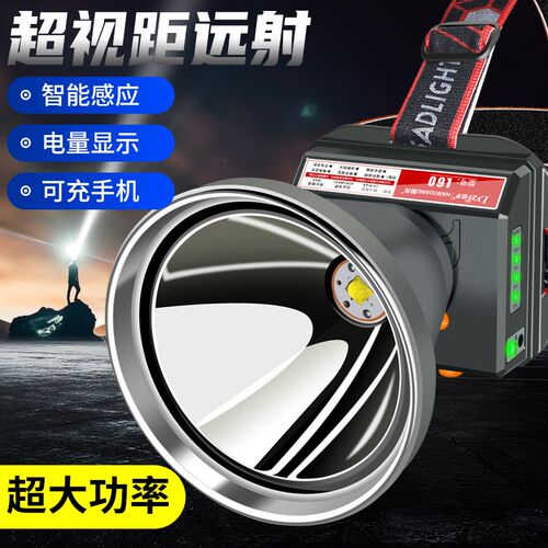 头灯2026新款强光超亮头戴式充电照明灯超长续航夜钓专用锂电矿灯