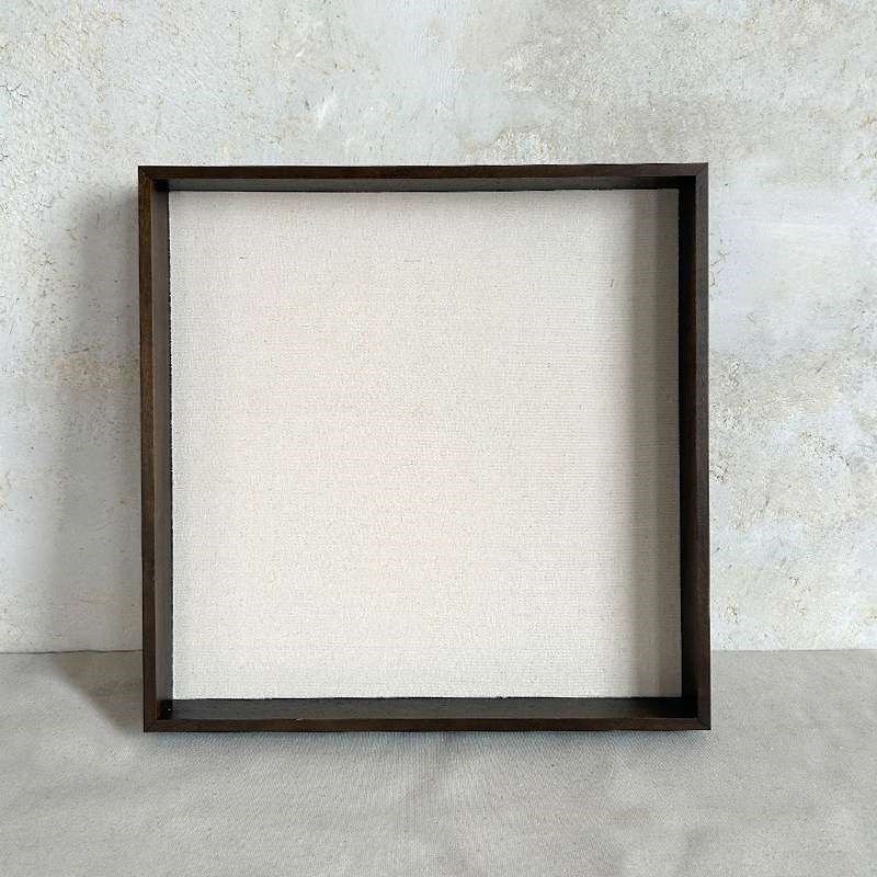 纯实木L型悬浮框油画外框留缝款装裱油画挂墙油画框贴麻布多槽深