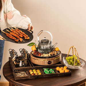 冬日围炉煮茶壶套装家用室内电陶炉煮茶器具全套烧烤火炉烤奶茶器