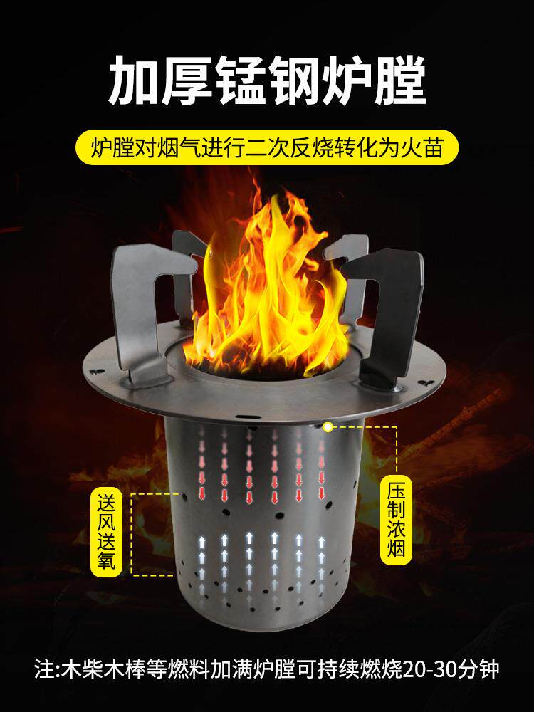 户外柴火炉灶野外无烟农村家用烧木柴移动便携新型汽气化炉具野餐