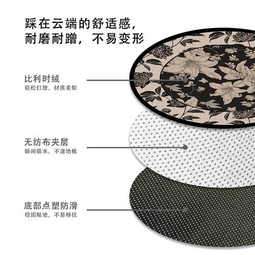 书房转椅地毯简约圆形防滑耐磨地板保护垫子办公电脑椅卧室地垫