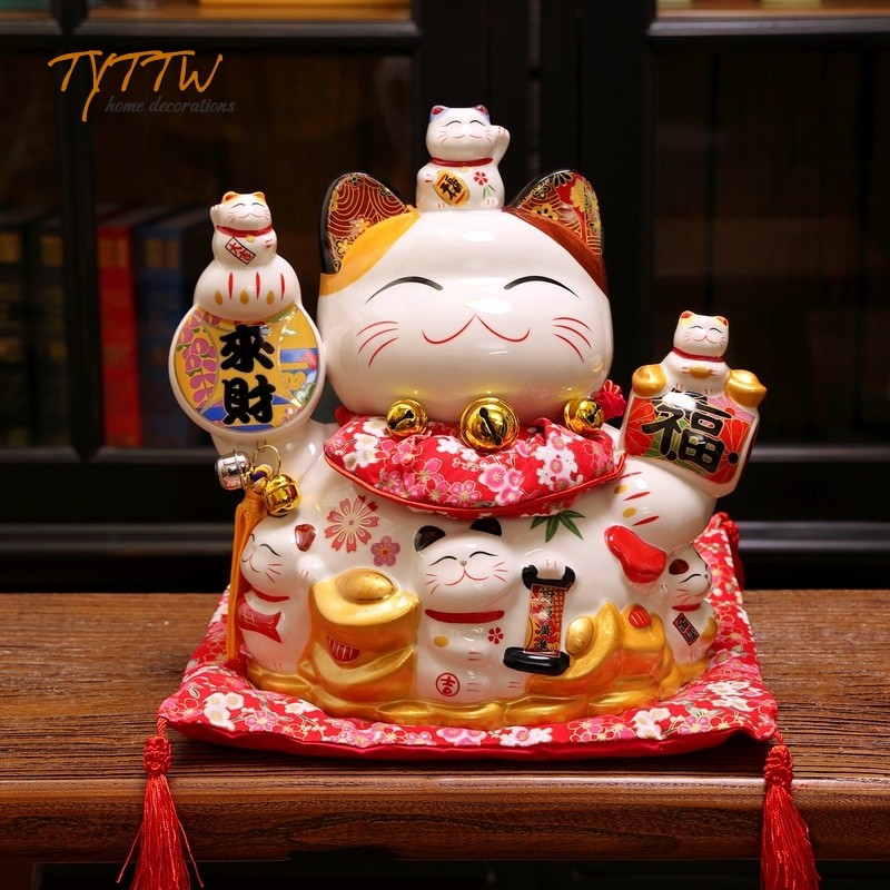 招财猫摆件礼品特大号店铺前台客厅收银台创意家居装饰陶瓷储蓄罐