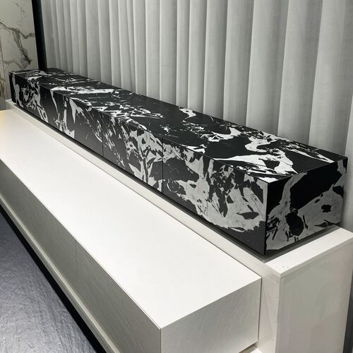 岩板曜岩黑地台电视柜茶几组合现代简约轻奢客厅小户型新款电视柜