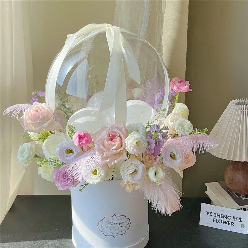 鲜花抱抱桶diy材料有钱花惊喜生日气球波波球拉飘钱抽钱花束花桶