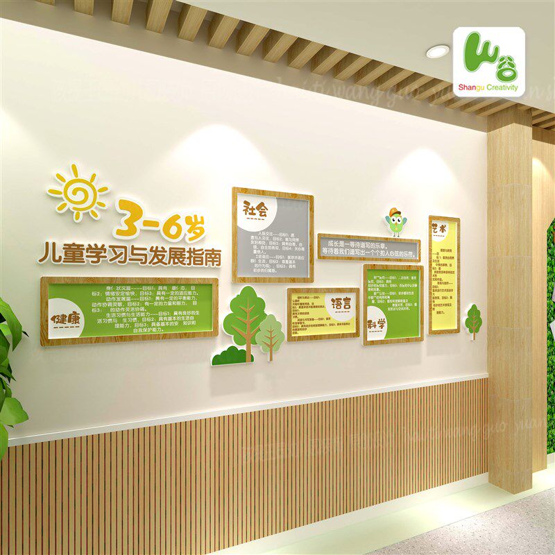 幼儿园文化墙 大厅走廊 楼梯 环创布置装饰 3-6岁儿童发展指南