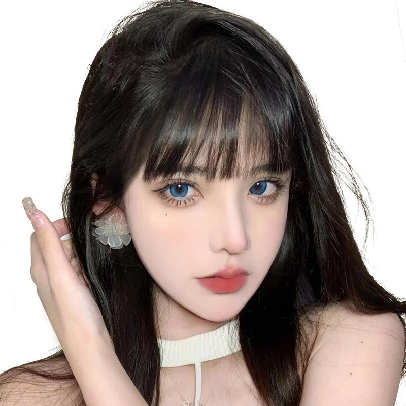 漫画假刘海女自然前额隐形无痕真发假刘海网红圆脸头帘齐刘海发片
