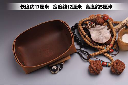 牛皮鹿头款 古玩核桃手文玩佛珠首饰盒展示收纳盒子托盘袋包邮
