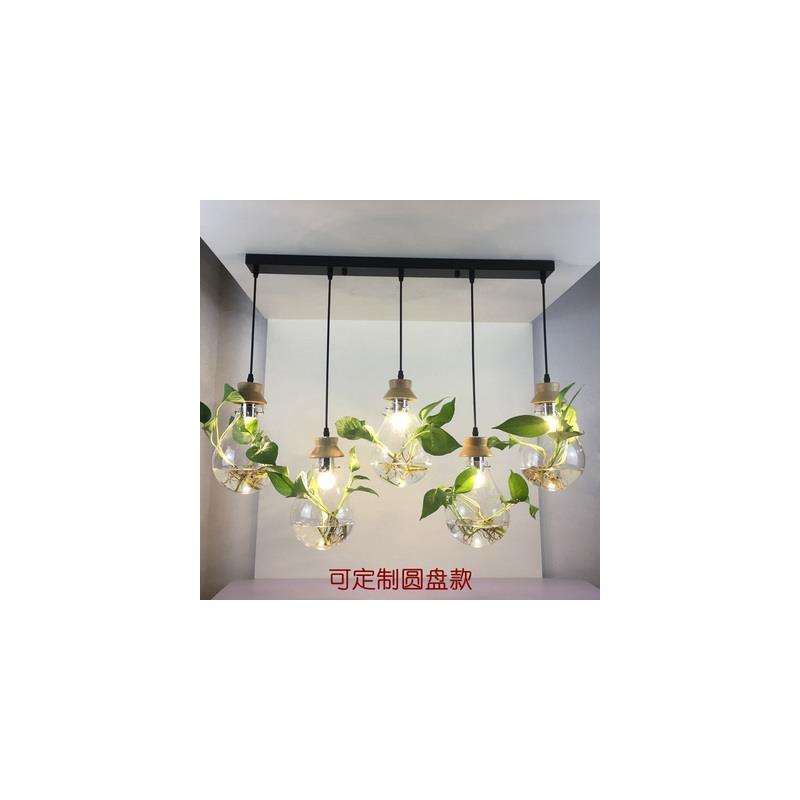 可水培植物吊灯办公室吊灯实木服装店吧台灯橱窗装饰饭厅灯奶荼店