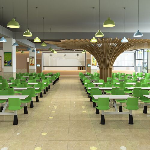 快餐桌椅连身组合学校食堂员工饭堂高速服务区饭厅四人位连身餐桌