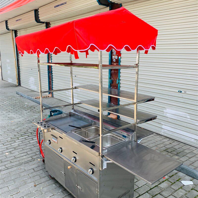多功能餐车手抓饼小吃车推车摆摊关东煮油炸扒炉铁板烧移动烧烤车