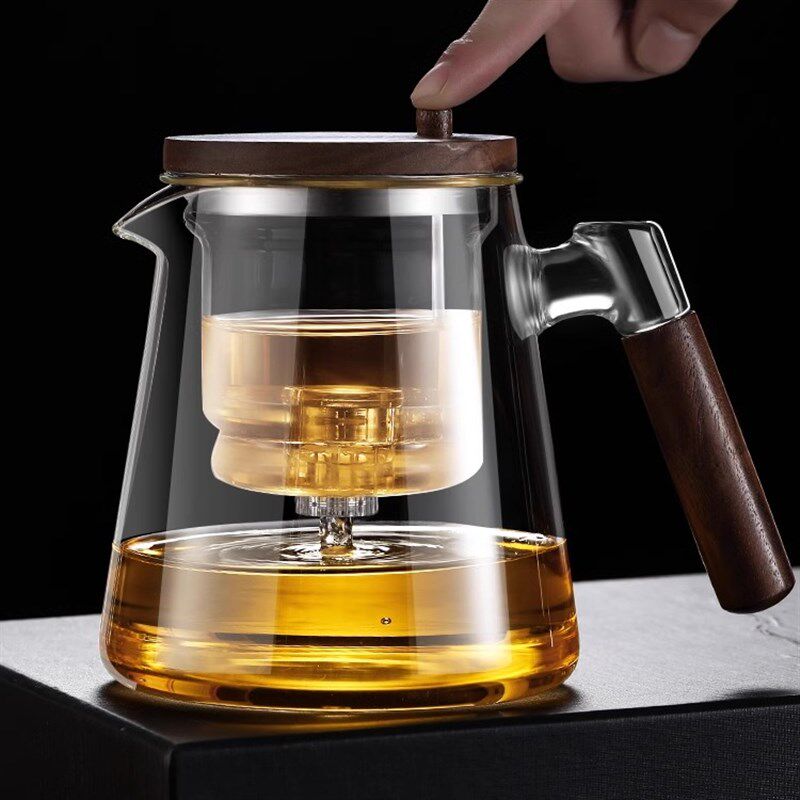 耐热玻璃泡茶壶家用2024新款按压式一键茶水分离滤茶耐高温飘逸杯