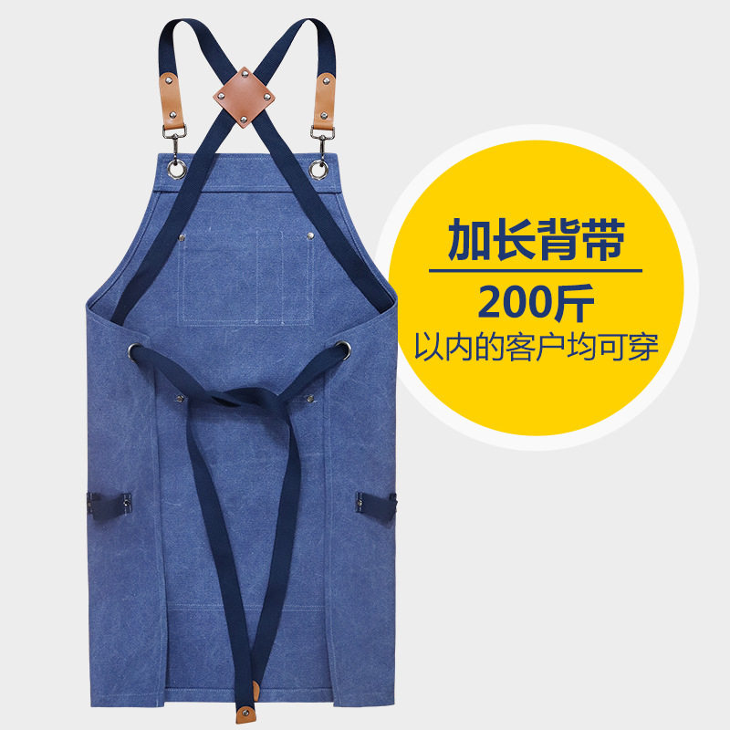 欧美风加厚帆布围裙多口袋工匠园艺工作服多兜汽修师工具围腰男士