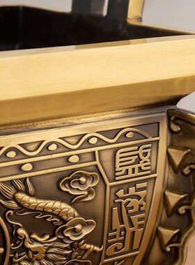 双龙盛鼎摆件铜鼎四方鼎全铜纯铜四足鼎盛千秋黄铜香炉鼎炉大号码