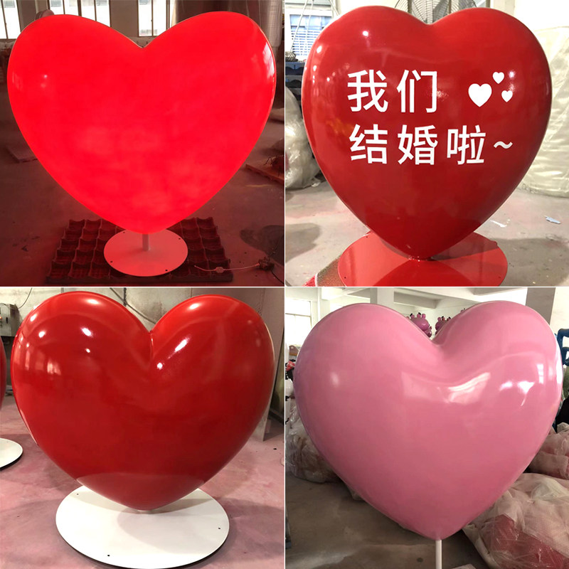 爱心造型摆件玻璃钢心形气球糖果雕塑商场园林景观网红打卡装饰品