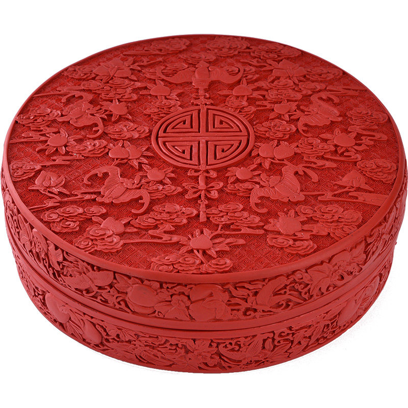 漆器五福祝寿首饰捧盒扬州特色工艺品厂剔红雕漆生日结婚礼物包邮