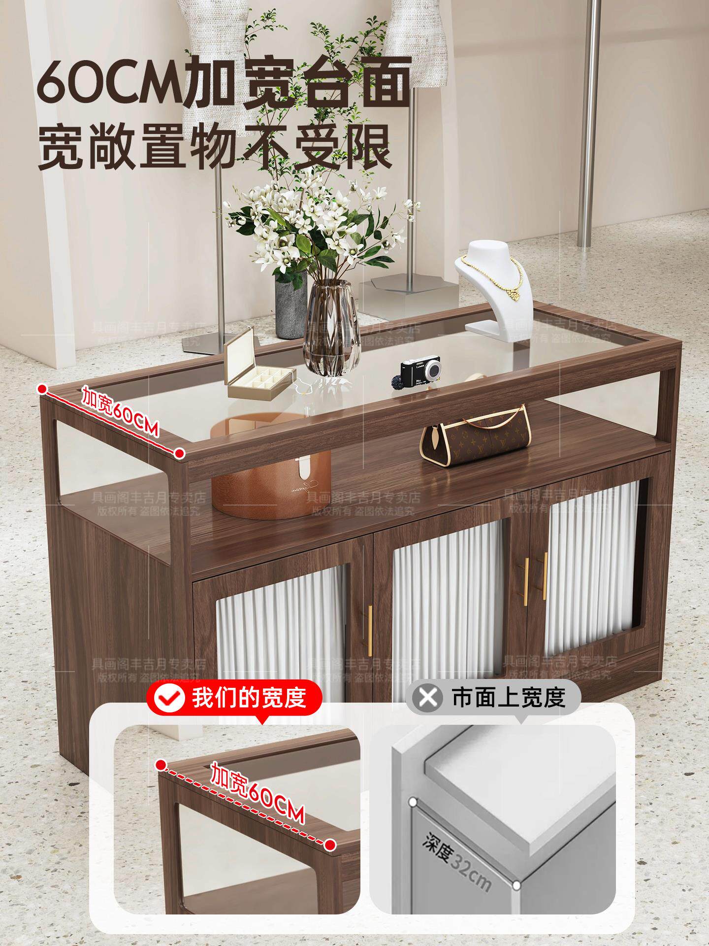 服装店中岛台饰品展示柜女装吧台收银台小型店铺流水台边柜储物柜