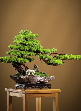 仿真盆栽迎客松客厅玄关办公室桌面前台装饰室内绿植高端盆景摆件