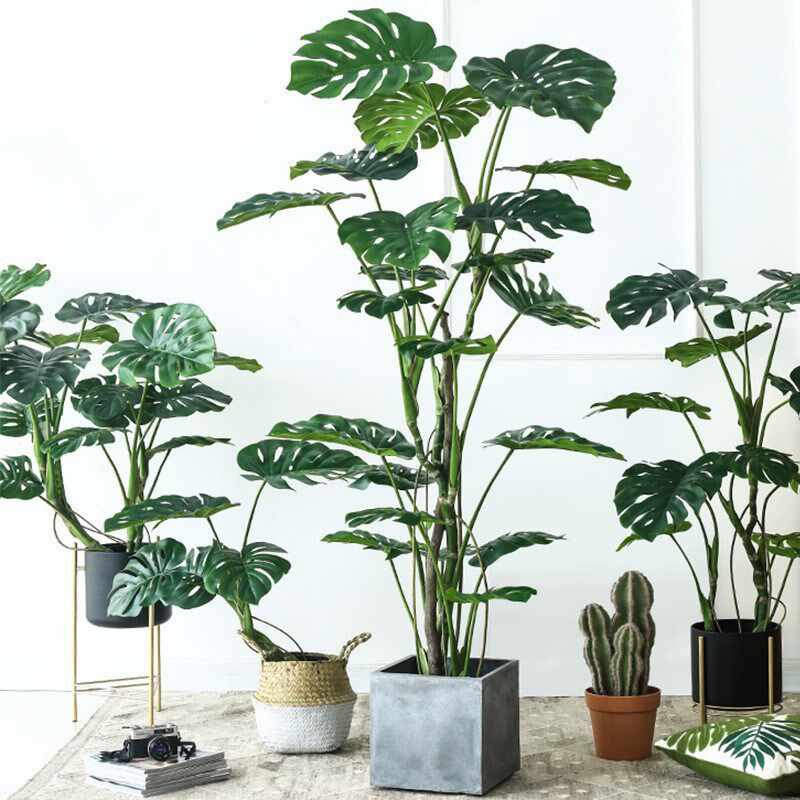北欧仿真龟背竹叶绿植盆栽家居客厅仿生植物摆件落地装饰假树盆景